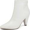 DREAM PAIRS Women’s Pointed Toe Ankle Boots High Heel Booties Fashion Zipper Dress Boots(White/Pu)