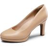 DREAM PAIRS Women’s Pumps Close Toe Low Heels Platform Heels Comfortable Office Work Dress Shoes for Women(Nude-pu)
