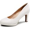 DREAM PAIRS Women’s Pumps Close Toe Low Heels Platform Heels Comfortable Office Work Dress Shoes for Women(White-pu)