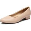 DREAM PAIRS Women’s Pumps Low Chunky Closed Toe Heels for Women Comfortable Casual Slip-On Dress Shoes for Wedding Work Office Party(Nude-pu)