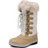 DREAM PAIRS Women’s River_1 Mid Calf Waterproof Winter Snow Boots(Beige_white)