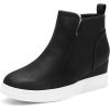DREAM PAIRS Women’s Slip on High Top Wedge Sneakers Hidden Heel Platform Wedgie Ankle Booties(Black/Pu)