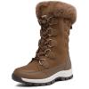 DREAM PAIRS Women’s Waterproof Winter Snow Boots, Warm Comfortable Faux Fur Insulated Non-Slip Outdoor Lace-Up Florin Mid Calf Booties(Tan)