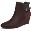 DREAM PAIRS Women’s Wedge Ankle Boots Fall Low Heel Short Booties Shoes(Brown)