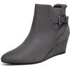 DREAM PAIRS Women’s Wedge Ankle Boots Fall Low Heel Short Booties Shoes(Grey)