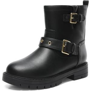 DREAM PAIRS Girls Ankle Boots Waterproof Side Zipper Booties for Little Kid/Big Kid(Black)