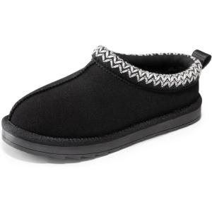 DREAM PAIRS Girls Boys Slippers Kids House Fuzzy Indoor Outdoor FuzzyEasy Kid’s Slip-on Slipper for Little Kid Big Kid(Black)