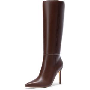 DREAM PAIRS Knee High Boots for Women, Sexy Pointed Toe Stiletto High Heel Boots, Fashion & Classic Dress Shoes(Brown)