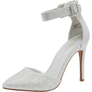 DREAM PAIRS Oppointed-Ankle Women’s Pointed Toe Ankle Strap D’Orsay High Heel Stiletto Pumps Shoes(Silver/Glitter)