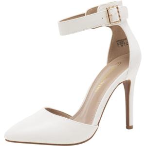 DREAM PAIRS Oppointed-Ankle Women’s Pointed Toe Ankle Strap D’Orsay High Heel Stiletto Pumps Shoes(White)