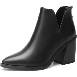 DREAM PAIRS Women’s Ankle Boots Chunky Heel Pointed Toe Short Booties Shoes(All Black)