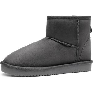 DREAM PAIRS Women’s Black Brown Tan Grey Winter Snow Boots Classic Faux Fur Lined Slip On Ankle Boots