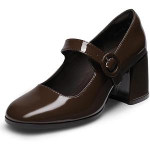 DREAM PAIRS Women’s Closed-Toe Pumps(Bright Brown)