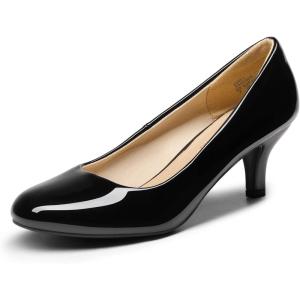 DREAM PAIRS Women’s Dress Comfortable Low Heel Pump Shoes(Black/Pat)
