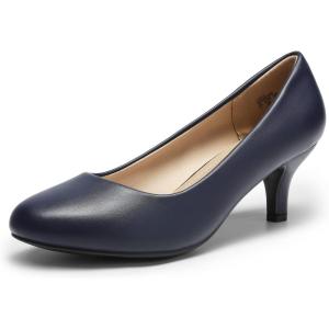 DREAM PAIRS Women’s Dress Comfortable Low Heel Pump Shoes(Navy-pu)