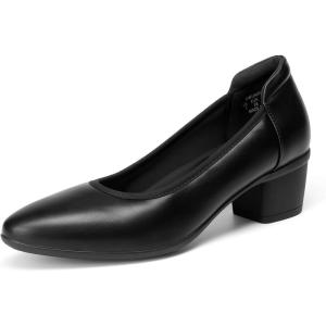 DREAM PAIRS Women’s Low Chunky Block Heel Dress Shoes Closed Round Toe Comfortable Heels Work Wedding Office Pumps Shoes(Black)