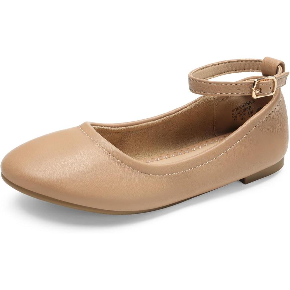 imageDREAM PAIRS Girls Dress Shoes Girls Ballerina Flat Ankle Strap Ballet Flats ToddlerLittle KidBig KidNude