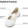 DREAM PAIRS Girls Dress Shoes Mary Jane Flower Girl Bow Ballet Flats for Wedding Party Toddler/Little Kid(White)
