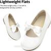 DREAM PAIRS Girls Dress Shoes Mary Jane Flower Girl Bow Ballet Flats for Wedding Party Toddler/Little Kid(White)