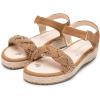 DREAM PAIRS Girls Espadrille Flatform Platform Wedge Open Toe Summer Sandals for Little Kid, Big Kid, Casual, Vacation or Formal Use(Camel-suede)