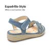 DREAM PAIRS Girls Espadrille Flatform Platform Wedge Open Toe Summer Sandals for Little Kid, Big Kid, Casual, Vacation or Formal Use(Denim Blue)