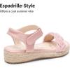 DREAM PAIRS Girls Espadrille Flatform Platform Wedge Open Toe Summer Sandals for Little Kid, Big Kid, Casual, Vacation or Formal Use(Pink-suede)