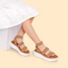 DREAM PAIRS Girls Flatform Wedge Open Toe Platform Summer Sandals with Buckle Ankle Strap for Little Kid/Big Kid(Brown)