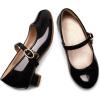 DREAM PAIRS Girls Mary Jane Low Heel Princess Flower Wedding Party Pump Dress Shoes(Black/Pat)