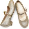 DREAM PAIRS Girls Mary Jane Low Heel Princess Flower Wedding Party Pump Dress Shoes(Gold)