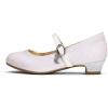 DREAM PAIRS Girls Mary Jane Low Heel Princess Flower Wedding Party Pump Dress Shoes(White)