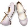 DREAM PAIRS Girls Mary Jane Low Heel Princess Flower Wedding Party Pump Dress Shoes(White)