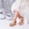 DREAM PAIRS Girls Sandals Ankle Strap Square Toe Low Heel Bow Flower Dress Shoes(Champagne-pu)