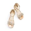DREAM PAIRS Girls Sandals Ankle Strap Square Toe Low Heel Bow Flower Dress Shoes(Champagne-rhinestone)