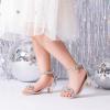 DREAM PAIRS Girls Sandals Ankle Strap Square Toe Low Heel Bow Flower Dress Shoes(Silver)