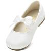DREAM PAIRS Girls Dress Shoes Mary Jane Flower Girl Bow Ballet Flats for Wedding Party Toddler/Little Kid(White)