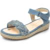 DREAM PAIRS Girls Espadrille Flatform Platform Wedge Open Toe Summer Sandals for Little Kid, Big Kid, Casual, Vacation or Formal Use(Denim Blue)