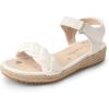 DREAM PAIRS Girls Espadrille Flatform Platform Wedge Open Toe Summer Sandals for Little Kid, Big Kid, Casual, Vacation or Formal Use(White-denim)