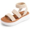 DREAM PAIRS Girls Flatform Wedge Open Toe Platform Summer Sandals with Buckle Ankle Strap for Little Kid/Big Kid(Beige)