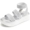 DREAM PAIRS Girls Flatform Wedge Open Toe Platform Summer Sandals with Buckle Ankle Strap for Little Kid/Big Kid(Silver)