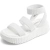 DREAM PAIRS Girls Flatform Wedge Open Toe Platform Summer Sandals with Buckle Ankle Strap for Little Kid/Big Kid(White)