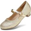 DREAM PAIRS Girls Mary Jane Low Heel Princess Flower Wedding Party Pump Dress Shoes(Gold)