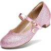 DREAM PAIRS Girls Mary Jane Low Heel Princess Flower Wedding Party Pump Dress Shoes(Pink)
