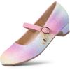 DREAM PAIRS Girls Mary Jane Low Heel Princess Flower Wedding Party Pump Dress Shoes(Rainbow)