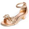 DREAM PAIRS Girls Sandals Ankle Strap Square Toe Low Heel Bow Flower Dress Shoes(Champagne-pu)