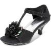 DREAM PAIRS Girls Sandals Low Heel Dress Pump Ankle T Strap Flower Shoes Toddler/Little Kid/Big Kid(Black)