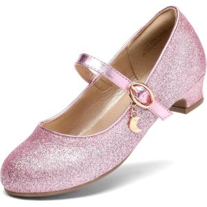 DREAM PAIRS Girls Mary Jane Low Heel Princess Flower Wedding Party Pump Dress Shoes(Pink)