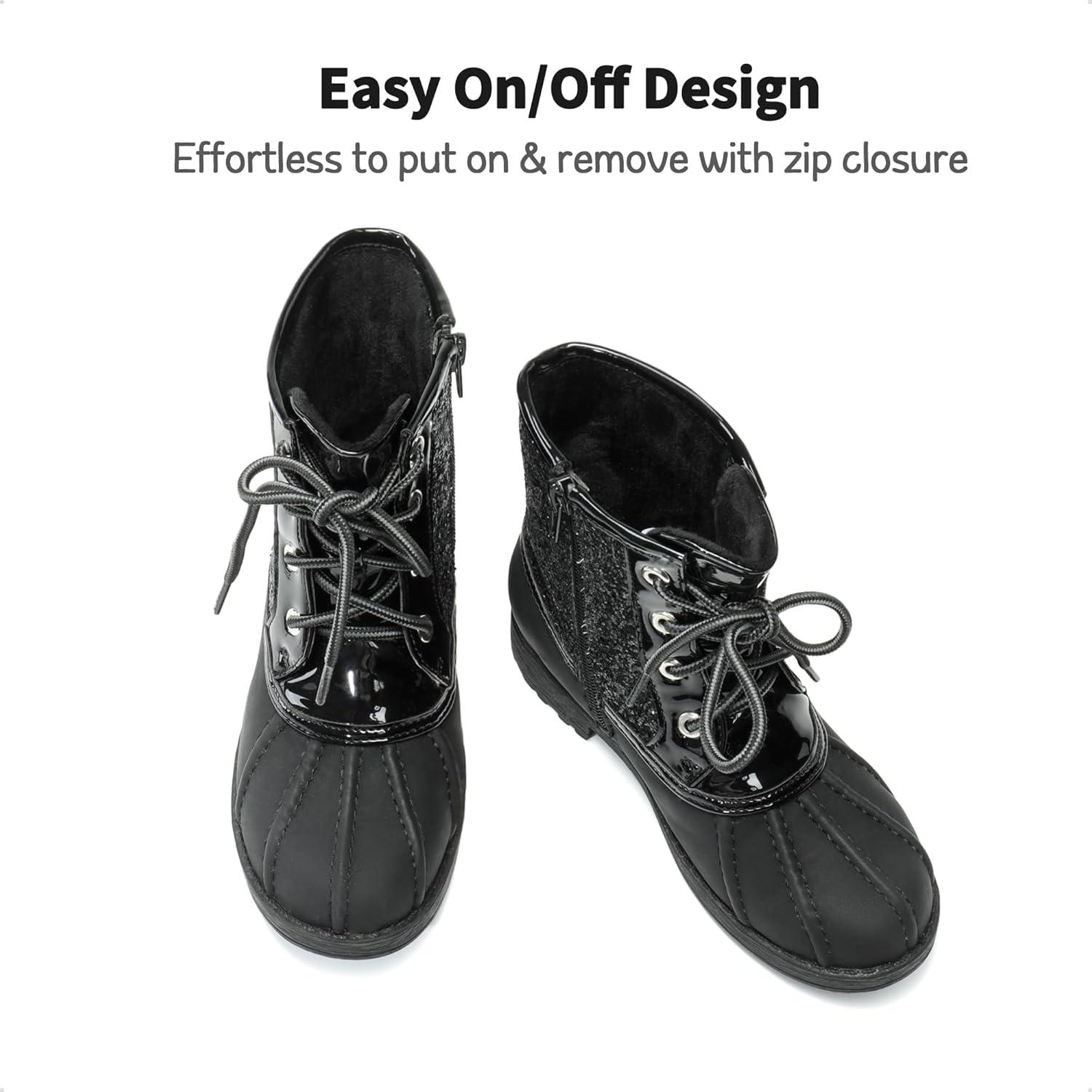 imageDREAM PAIRS Girls Glitter Ankle Boots Warm and Soft Velvet Lining with Side Zipper for ToddlerLittle KidBig KidBlack