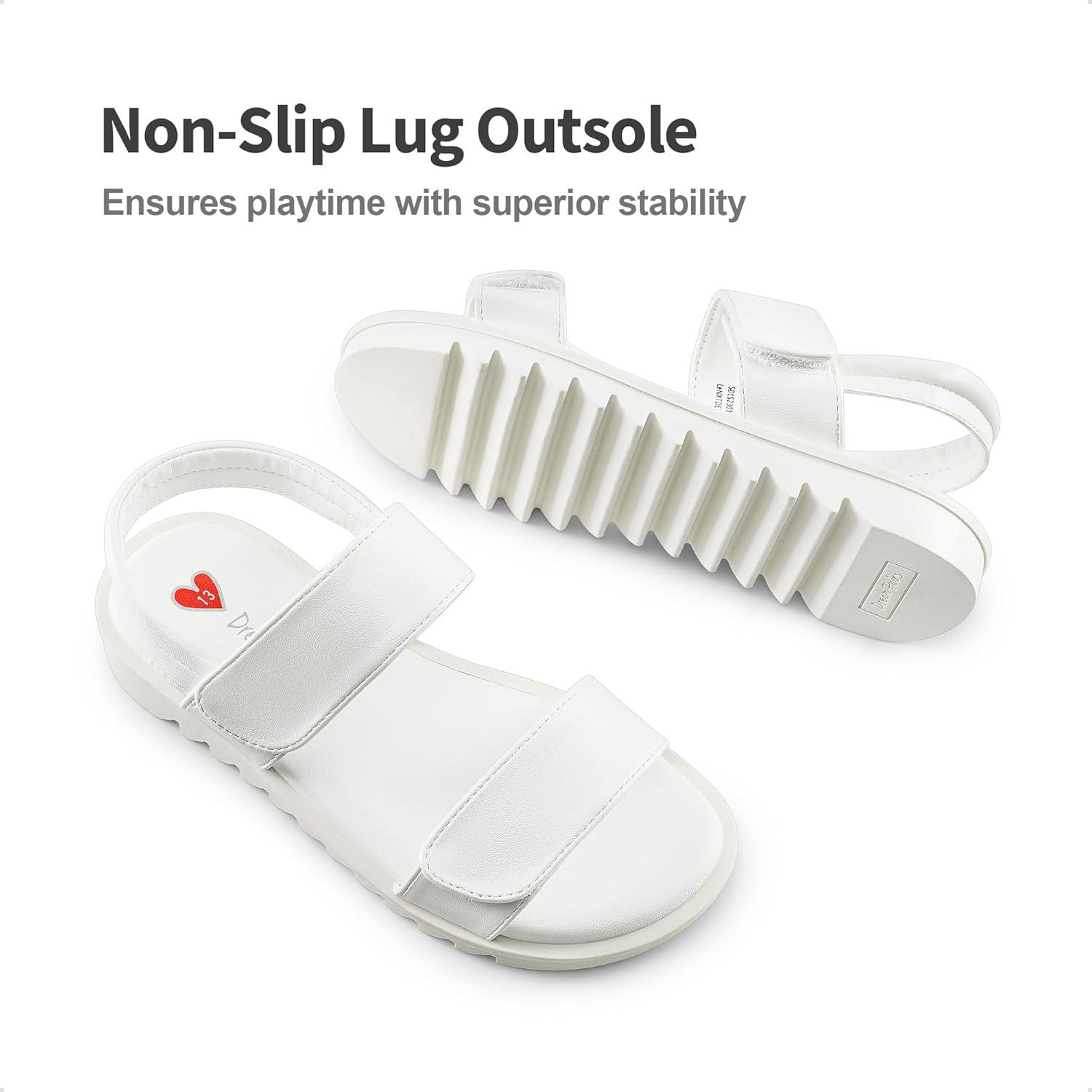 imageDREAM PAIRS Girls Sandals Glitter Two Strapped Casual Open Toe Sandals Little KidBig KidWhitepu