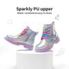 DREAM PAIRS Girls Boys Glitter Ankle Boots Side Zipper Combat Shoes with Lace Up for Toddler/Little Kid/Big Kid(Rainbow)