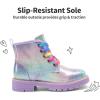 DREAM PAIRS Girls Boys Glitter Ankle Boots Side Zipper Combat Shoes with Lace Up for Toddler/Little Kid/Big Kid(Rainbow)